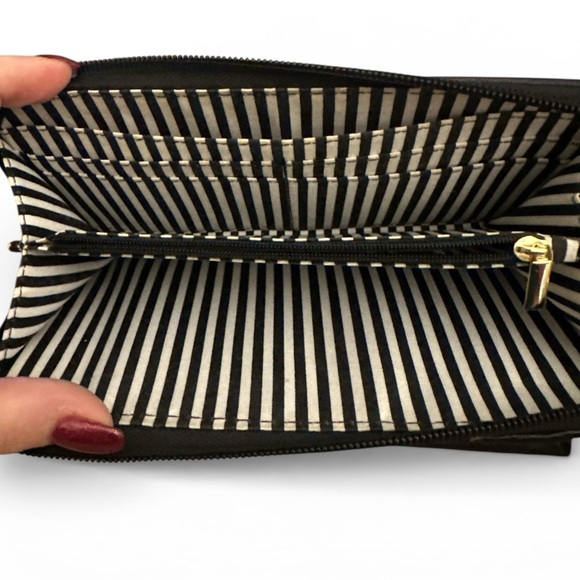 Betsey Johnson Glitter Striped/Lips Wallet with Cat Emblem - Picture 7 of 8